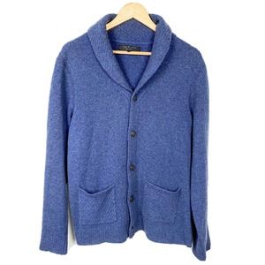 rag & bone blue wool knit button down cardigan